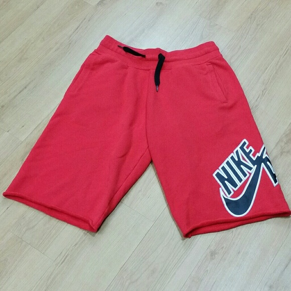 red nike sweat shorts